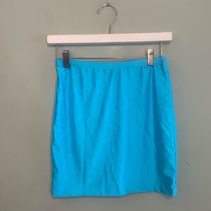 Shein Womens Solid Casual Summer Stretch Pull On Mini Skirt‎ Blue Small Petite